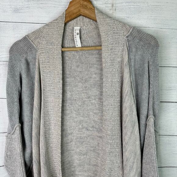 Indigenous Womens size Small Knit Organic Cotton Open Cardigan Gray Cable Knit - Picture 3 of 8